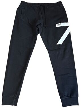 Emporio Armani EA7 Black Logo Jogger Sweatpants Men’s Medium Cotton Blend